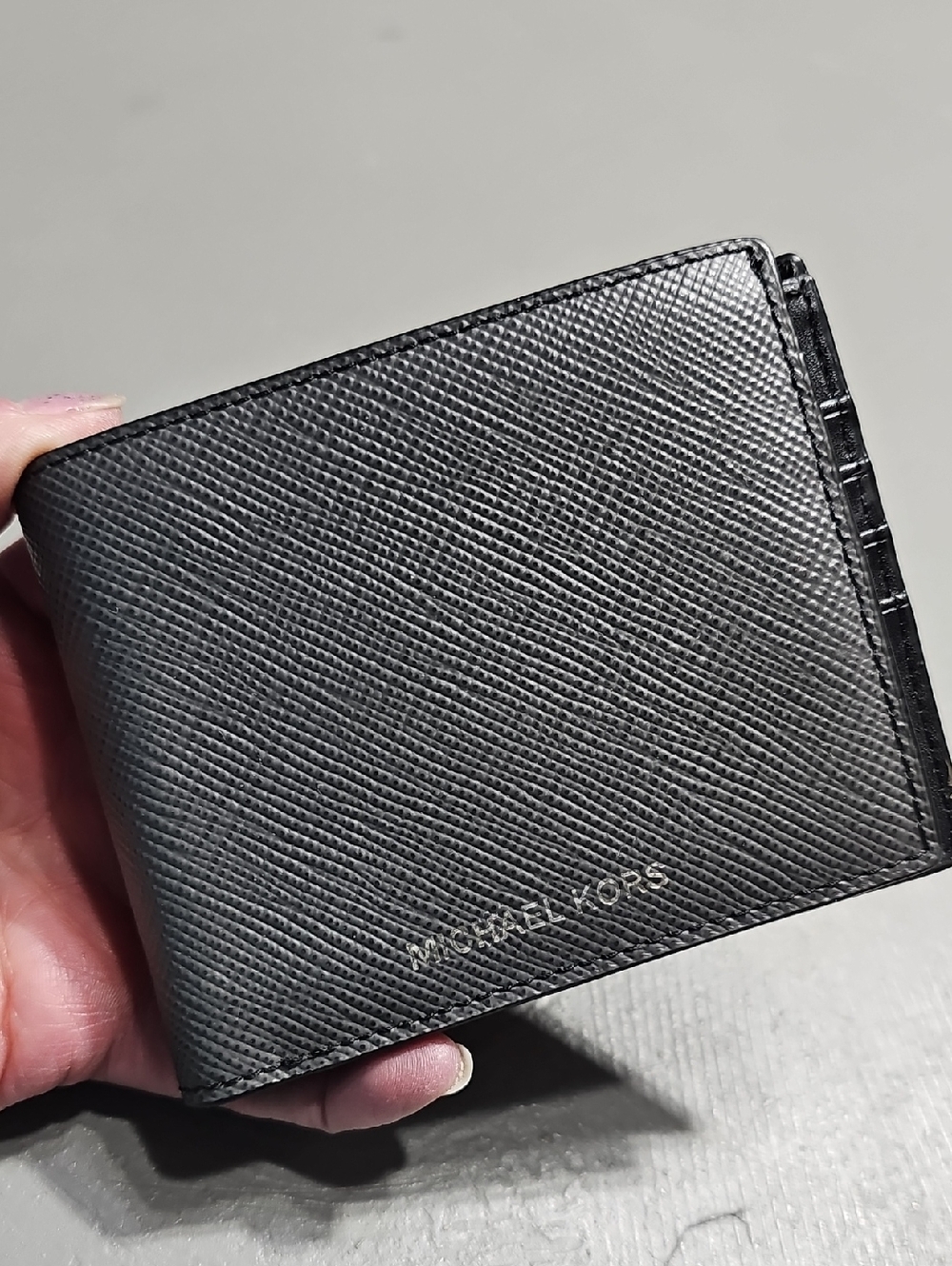 Michael Kors Black Classic Textured Leather Bi-fold Wallet NWOT